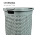 thumbnail image 4 of Slim Laundry Hamper with Lid, 60L Clothes Basket, Premium Wicker Design, Plastic, Mint, 4 of 7