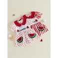 thumbnail image 3 of Cenuakty Baby Girl Summer Romper Dress Cute Watermelon Embroidery Short Bubble Sleeve Dot Print Jumpsuit, 3 of 9