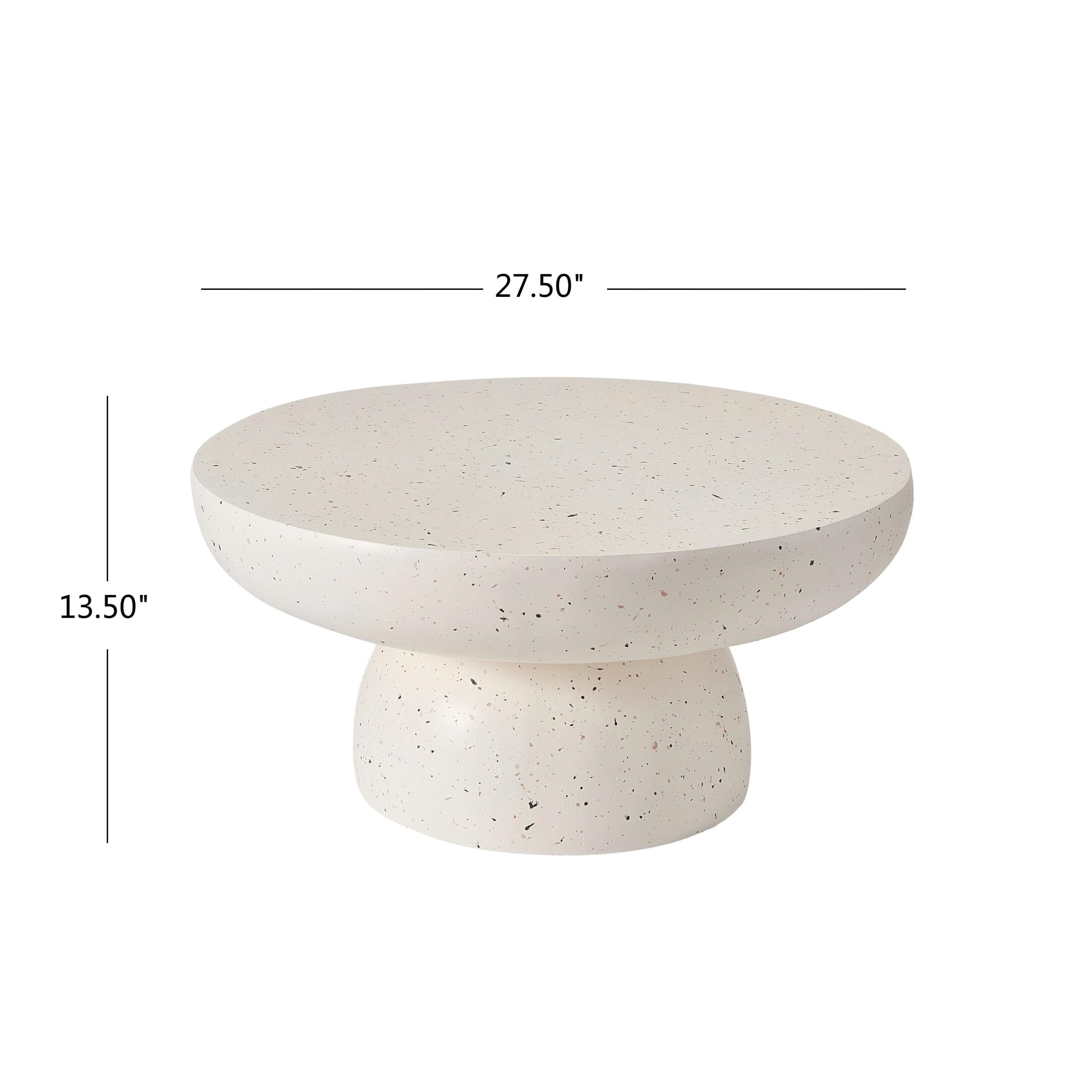 Christopher Knight Home 27.5" Round MGO Coffee Table, Indoor/Outdoor Modern Accent Table, Terrazzo White Finish