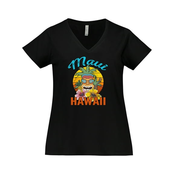 Inktastic Maui Hawaii Vacation Tiki Women's Plus Size V-Neck T-Shirt