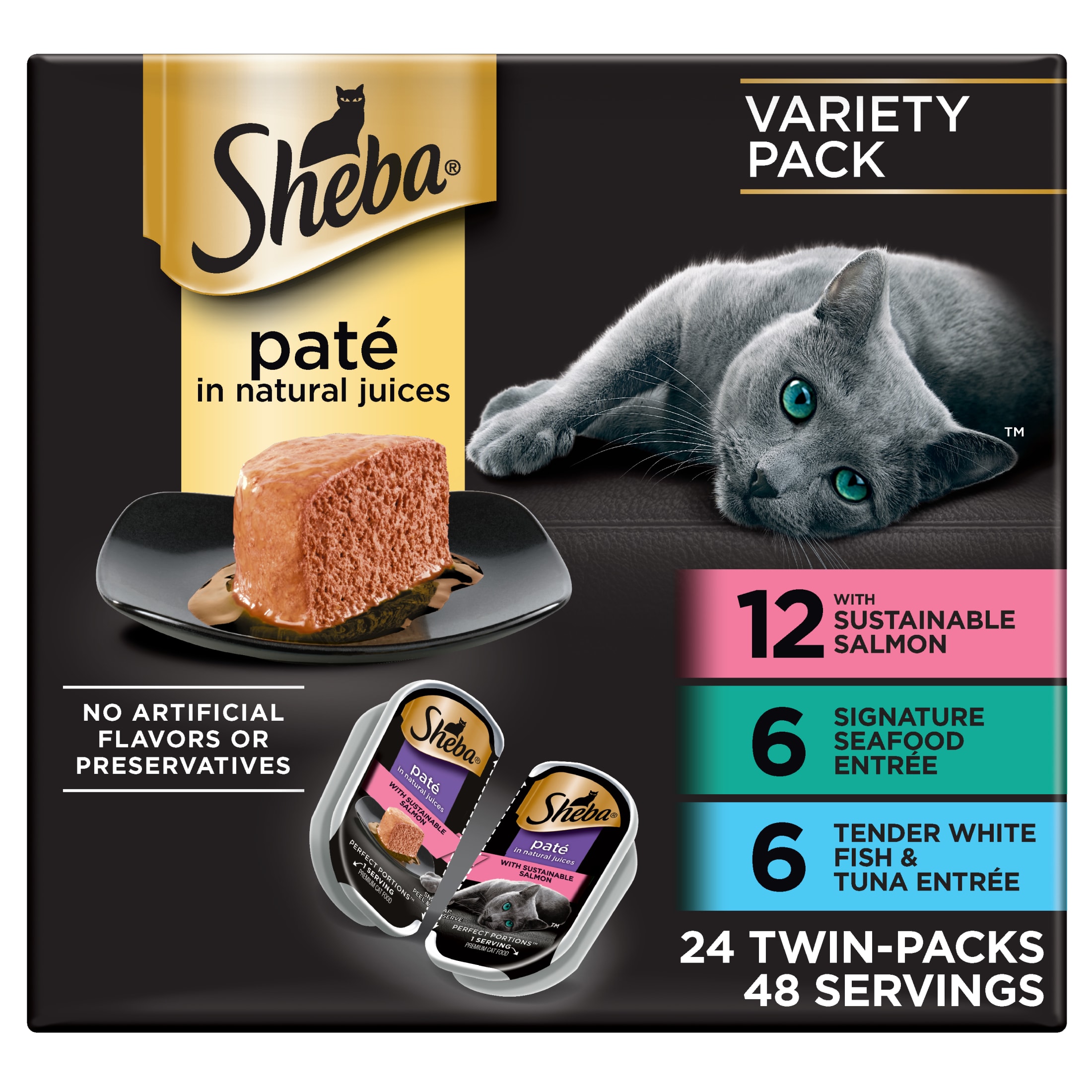 Sheba Perfect Portions Variety Pack Wet Cat Food Pate, 2.6 Oz Twin-Pack Trays