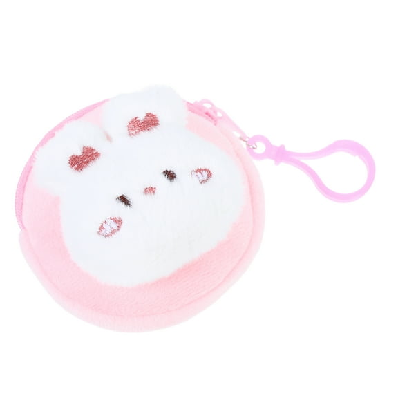FRCOLOR Rabbit Coin Purse Plush Cartoon Wallet for Girls Mini Animal Coin Pouch Novelty Purse Portable Earphone Bag for Kids Women Students