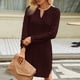 thumbnail image 2 of Vestido de punto de largo medio para mujer: diseño liso con abertura, estilo jersey, abrigado para el invierno (tallas S-XXL), 2 of 4