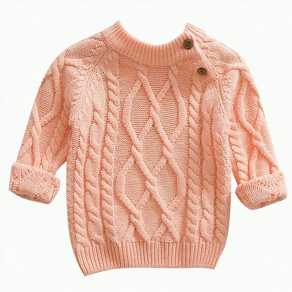 Hessimy Toddler Baby Girl Boy Knit Football Sweater Long Sleeve Pumpkin Sweasthirt Fall Winter Clothes Football Outfit Button Cardign Pullover Knit Outerwear (Pink,4-5 Years)