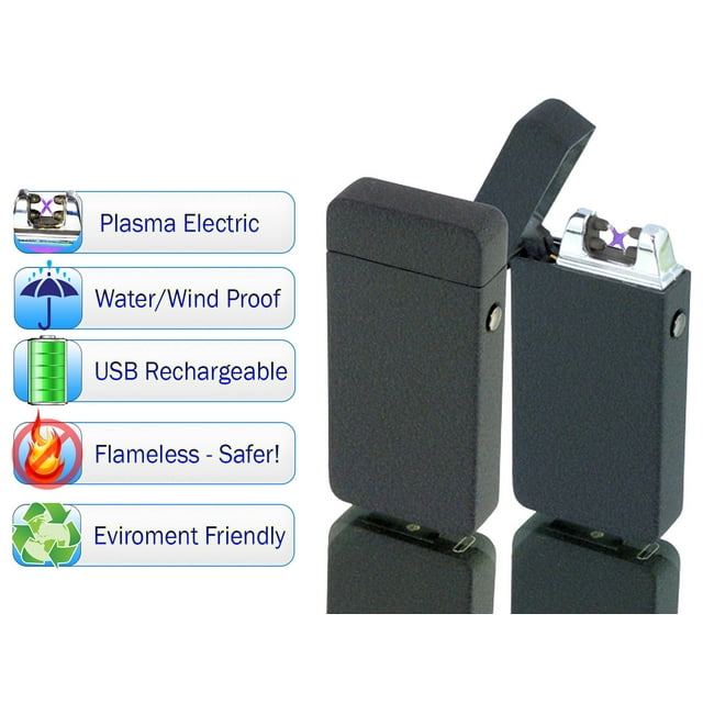 Tac Plasma Lighter Dual Arc Tactical Beam - USB Rechargable, Electric Windproof Splashproof Flameless Lighter, Butane Free Tactical Dual Arch - New Technology - Seen on TV - Black Matte