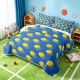 thumbnail image 3 of Manfei Boys Tennis Twin Quilt Set, Sport Twin Coverlet Set, Blue Yellow, Navy Reversible 2-Piece, 1 Bedspread and 1 Pillowcase, 3 of 7