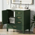 thumbnail image 5 of 30" Bathroom Vanity in Green, Modern Bathroom Cabinet with Sink Combo Set, Bathroom Storage Cabinet with a Soft Closing Door and 3 Drawers, Solid Wood Frame, 5 of 15