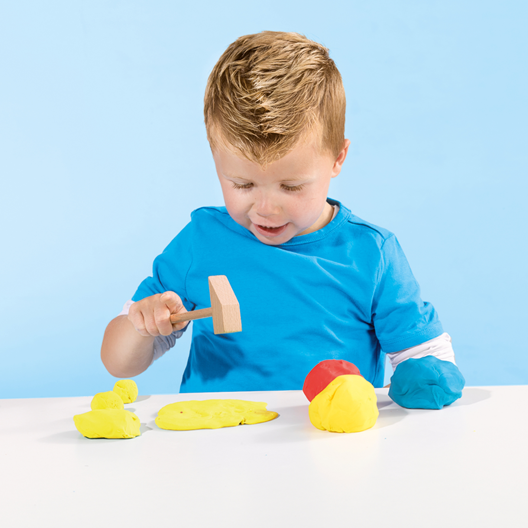 SES Creative: My First Dough With Tools - 3 Color 3oz Tubs, Red-Blue-Yellow, 2 Wooden Tools, Gluten-Free Play Dough, Sensory Play, Baby-Toddler-Kid 1+
