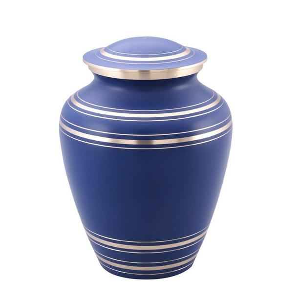 Elite Onyx Blue Cremation Urn Blue Funeral Urn Solid Brass Brushed