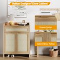 thumbnail image 4 of PIONEERWORKS Rattan Sideboard Storage Cabinet with Doors and Drawer, Buffet Cabinet with Adjustable Shelf and Solid Wood Feet, Shoe Cabinet for Hallway, Entry, Living Room, Brown, 4 of 9