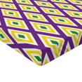 thumbnail image 2 of Ambesonne Mardi Gras Fitted Sheet 2 Pcs Set, Traditional Carnival, Twin, Purple Yellow Green, 2 of 3