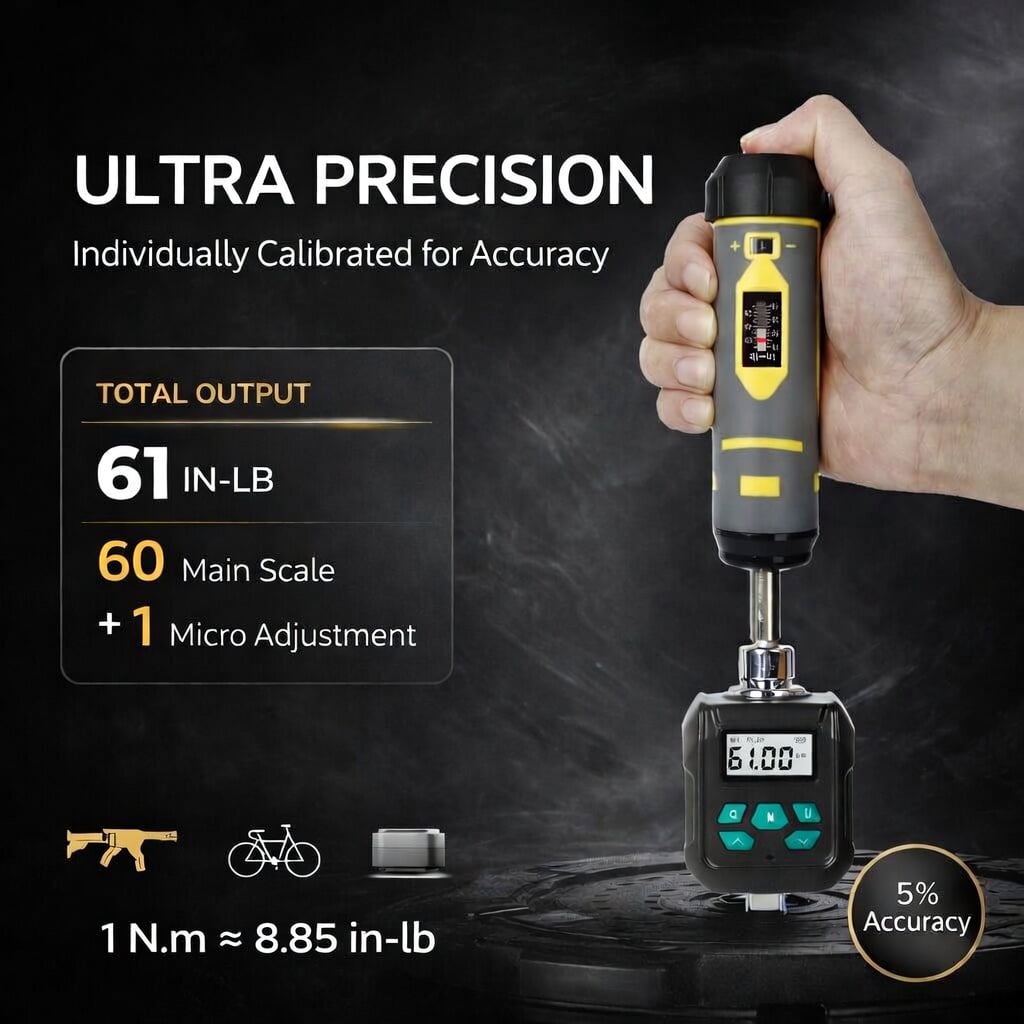 Bore Baby Professional 42-Piece Torque Screwdriver Set (10-70 in-lb) – Precision S2 Steel Bits for Scope Mounting, Bicycle Maintenance & Optics Calibration