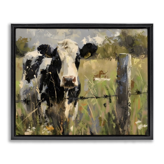 Stupell Industries Cow in Summer Pasture Black Framed Floater Canvas Wall Art, design by Creative Studio