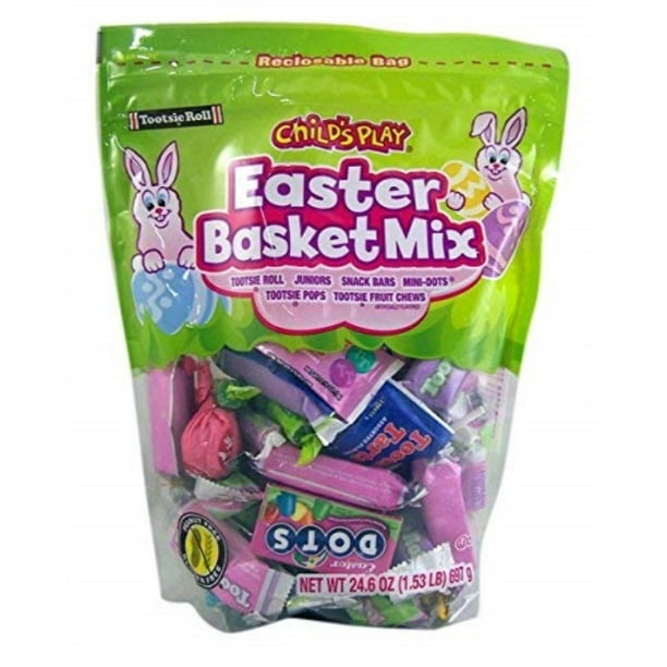 tootsie roll child's play easter basket candy mix resealable bag, 24.6 oz