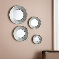 SEI Furniture 4 Piece Sphere Wall Mirror Set in Hammered Silver