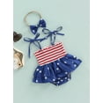 thumbnail image 3 of Liacowi Independence Day 2Pcs Baby Girls Sleeveless Romper Dress Jumpsuits With Headband 4th of July Outfit, 3 of 9