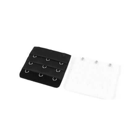 Womens Bra Extenders - Women 3 Hook 3 Row Adjustable Bra Extender Buckle Hooks Black White