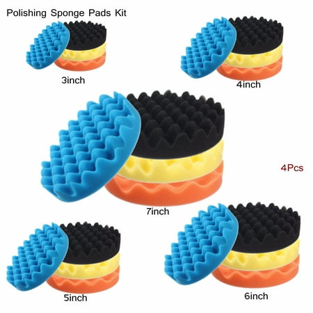 4Pcs 3/4/5/6/7 Inch Buffing Wheel Polishing car Polishing pad Sponge Waxing Pads Kit Hand Tool for Car Polisher