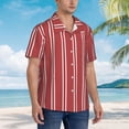 thumbnail image 2 of Lsque Stripes Red White pattern Hawaiian Shirt for Men, Unisex Summer Beach Casual Short Sleeve Button Down Shirts-X-Large, 2 of 9