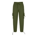 thumbnail image 3 of Admvng Workwear Cargo Pants for Men Cotton And Linen Drawstring Elastic Waist Multi-Pocket Casual Crgo Pants S-3XL, 3 of 5