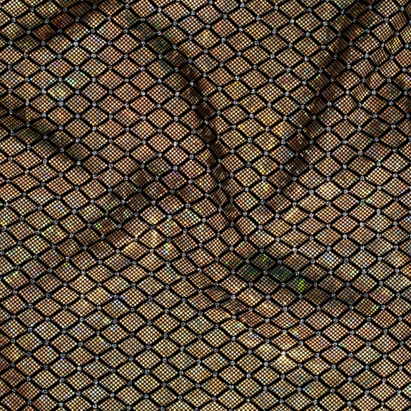 Diamond Flocking Hologram and Glitter on Stretch Nylon Spandex Tricot Fabric | Spandex Palace