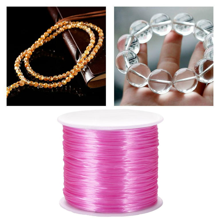 Elastic String Colored Beads Cord Strong Stretch for Beading Jewelry Making  Supplies , Pink Pink 60mx0.8mm 