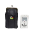 thumbnail image 5 of Genuine Leather Black Cigarette Case Holder Slim Pack Regular or 100's & Lighter Pocket with Metal Twist Clasp Black, 5 of 6