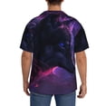 thumbnail image 3 of Lsque Galactic Wolf Stare print Men's Cuban Collar Short Sleeve Shirt Summer Beachwear Casual Button Down Fashionable Vacation Leisure Shirt-XX-Large, 3 of 7