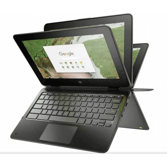 Pre-Owned HP X360 11.6" Touchscreen Chromebook Laptop, Intel Celeron N4020, 4GB, 32GB SSD, Black