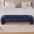 thumbnail image 2 of GZXS 69.7-Inch Extra Long Upholstered Bench, Channel Tufted Chenille End of Bed Setting Bench for Bedroom, Easy to Assemble, Navy, 2 of 7