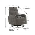 thumbnail image 7 of Swivel Rocking Chair, Upholstered Recliner Sofa Chair with Metal Legs and One Left Bag, Tall Back Lounge Chair Nursery Chair, Comfy Rocker Sofa for Living Room, Bedroom, Office, Dark Gray, 7 of 7