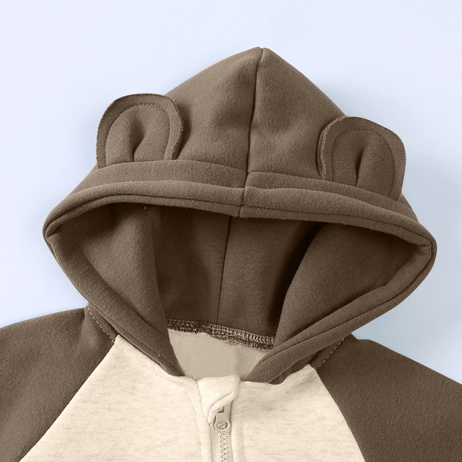 Riecok Baby Boy Girls Winter Warm Rompers Fleece Thick Onesie Cute Bear Ears Hooded Winter Infant Clothes Brown 9 Months