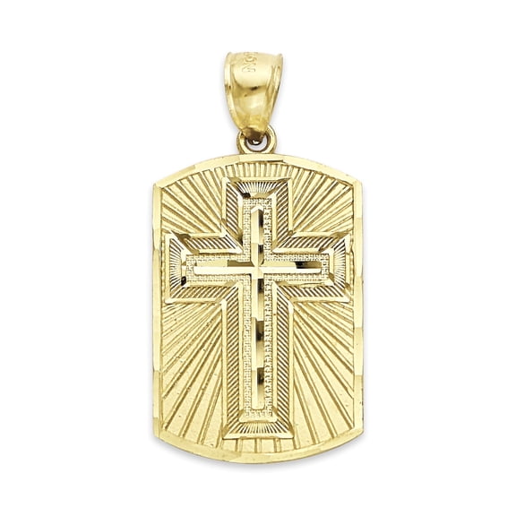 Golden Fire Cross Necklace Pendants 10k, Gold the Lord's Prayer in Spanish in Rear