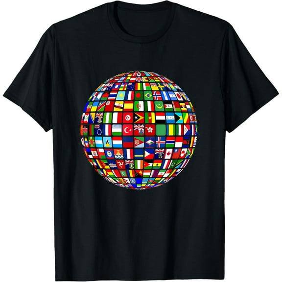 Countries flags boys, World maps kids, world maps kids. T-ShirtMen and women, Black T-shirt, size: Extra large