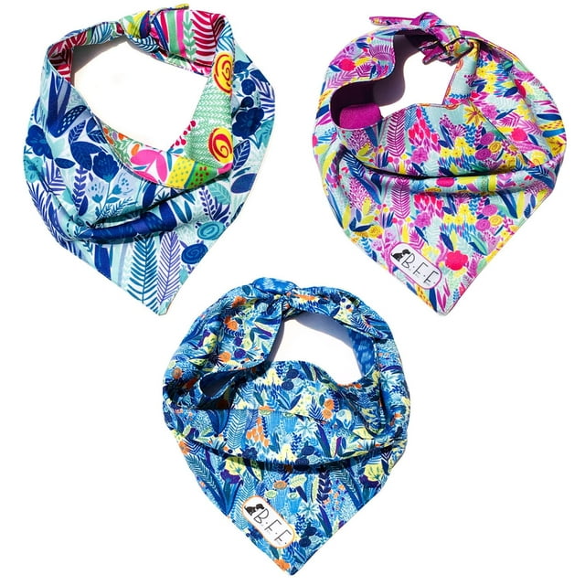 Bandanas para perros BFF set de 3 piezas, talla chica, hojas, 6 looks en 1