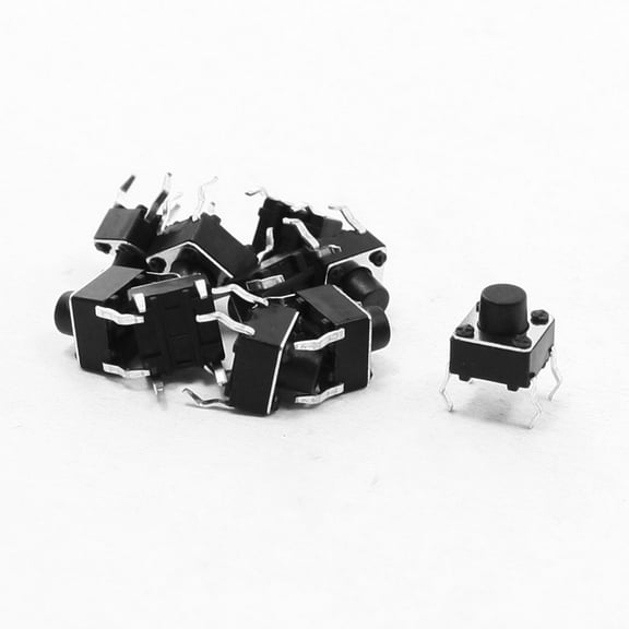 10pcs 6x6x6mm Round Pushbutton 4 Terminal DIP PCB Momentary Tactile Switch