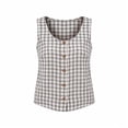 thumbnail image 6 of Women Plaid Tank Top Summer Business Casual Sleeveless Button Down Shirts Slim Fit Gingham Tops Gray, 6 of 6
