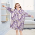 thumbnail image 5 of FORMRS Wearable Blanket Hoodie with Sleeves for Kids Cozy Flannel Sweatshirt, Pastel Purple Marble Pattern, 5 of 7