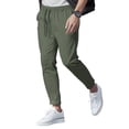 thumbnail image 5 of Men's Slim Fit Casual Pants, Elastic Waist Drawstring Solid Color Business Trousers for Office, Travel and Formal Casual,Army Green,3XL, 5 of 8