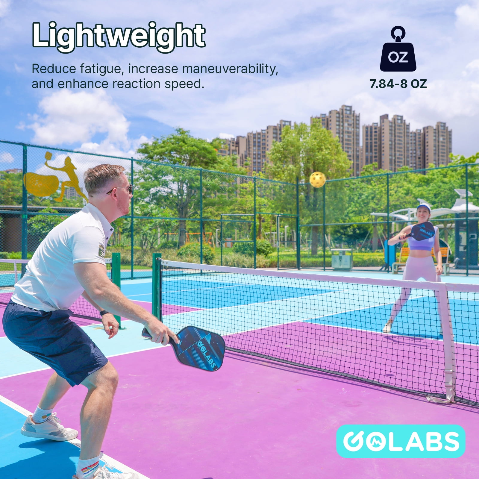 Golabs PB1 Pickleball Paddles Set, Durable Fiberglass Surface Paddles with 4 Balls for All Levels Adult & Beginner, Darkblue