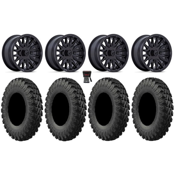 MSA Creed 15" Wheels Black 30" MotoRally Tires Can-Am Commander Maverick Renegade Outlander Defender