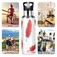 thumbnail image 5 of Insulated Stainless Steel Sports Water Bottle With Straw and Handle,Minimalist Art Style Ideal for Outdoor Use 600 ml Red Feathers, 5 of 7