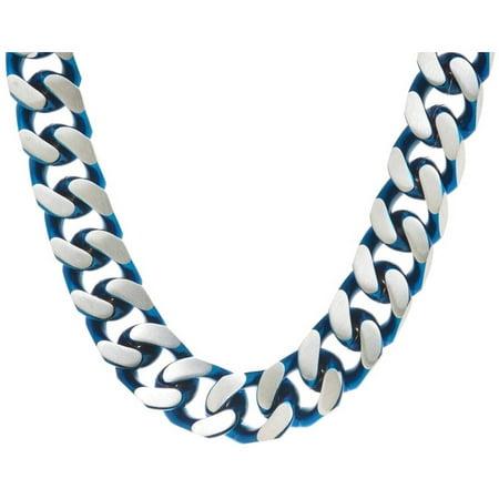 American Steel Men's Stainless Steel Jewelry/Blue IP Ion Plated 30 Two-Tone Curb Chain Necklace, 13.00mm