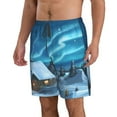 thumbnail image 2 of Kdxio Mountain Cottage In Snow Pattern Mens Casual Shorts - Drawstring Summer Beach Sports Shorts for Men, 2 of 9