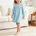 thumbnail image 4 of OJSFQUFP Girls' Long Sleeved Home Nightgown Leisure Cute Solid Color Dress, 4 of 7