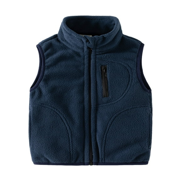 SGMVNU Sleeveless Vest Jacket for Kids Toddler Boys Girls Sleeveless Winter Solid Color Zipper Vest Jacket Coat Warm Outwear(Size 8-10 Years, Navy)