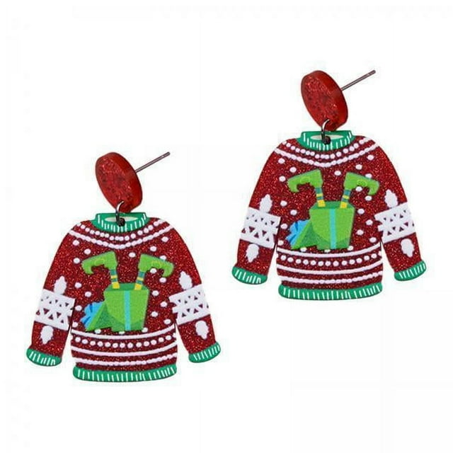 Pendientes navideños de suéter Yuyangstore dijes divertidos de joyería para fiesta de Navidad 2 piezas
