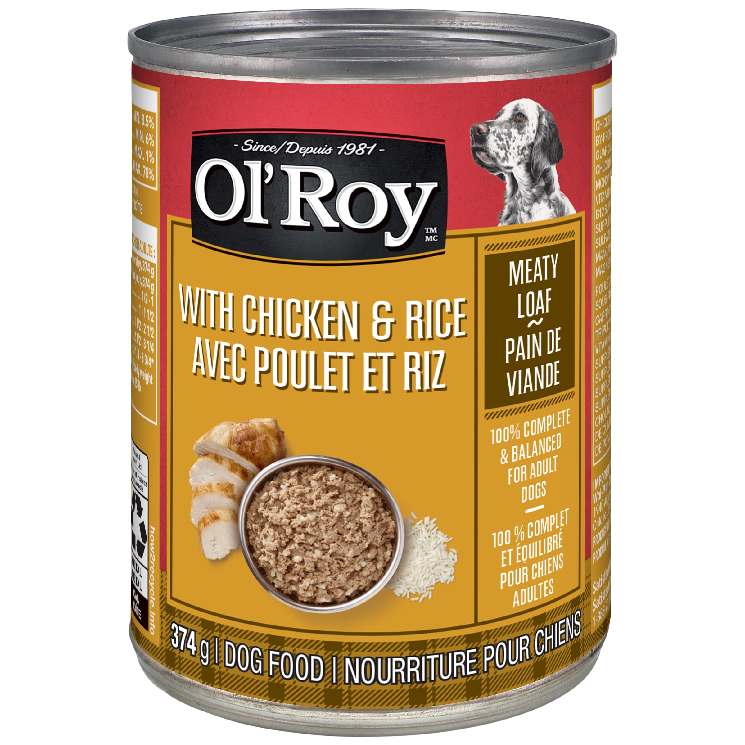 Nourriture humide pour chiens Pain de viande avec poulet et riz Ol’ Roy