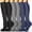 Black Gray Blue, variant on 7 Pairs Copper Compression Socks for Women & Men Circulation 15-20 mmhg - Better Blood Flow, Swelling, Best Support for Medical, Running, Nursing
