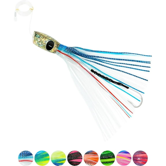 BLUEWING Big Game Trolling Lure 20.8in Trolling Magic Fishing Lures Saltwater Teaser with Mono Fishing Line and Stainless Steel Fishing Hook for Wahoo Tuna Marlin Mahi Mahi C1